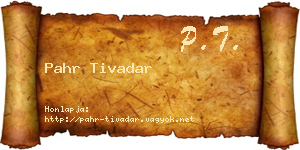 Pahr Tivadar névjegykártya